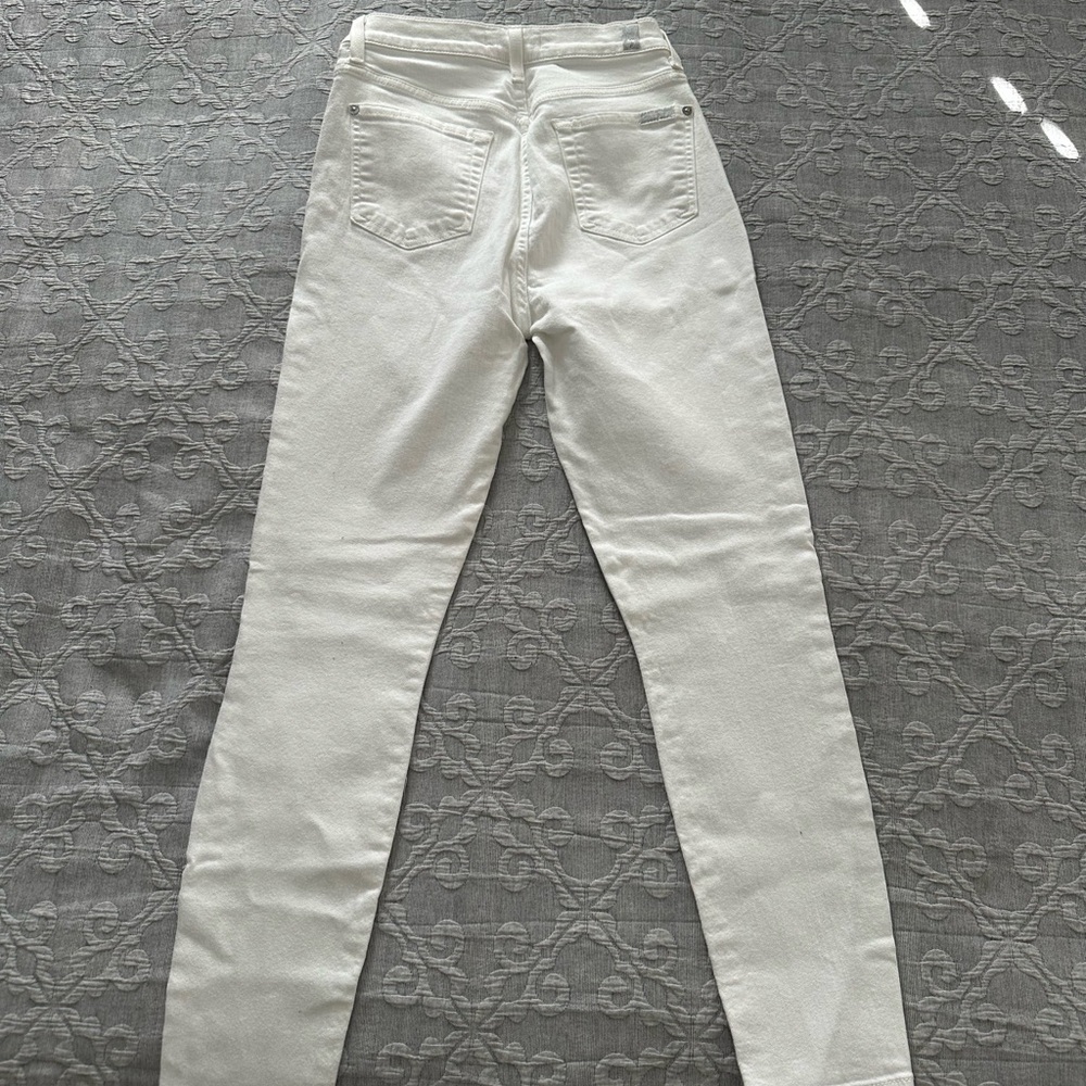 7 For All Mankind Women's Cream Skinny Jeans